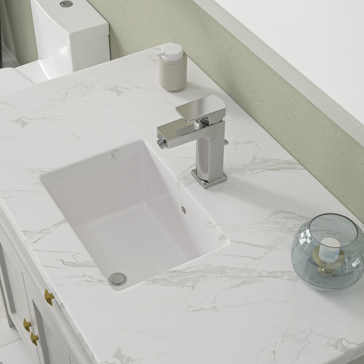 Kichae 18 x 12.5 Inch Bathroom Vanity Sink Undermount Rectangle White Porcelain Ceramic Bathroom Under Counter Lavatory Vanity Sink Basin with Overflow Kichae USA