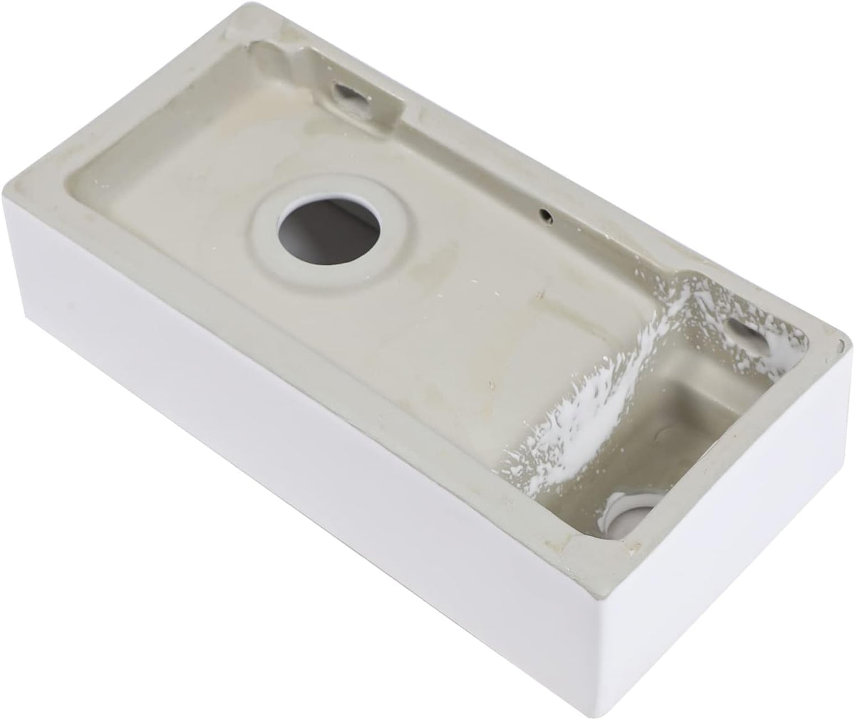 Kichae Wall Mount Hang Small Vessel Sink - 15in x 7in Modern Floating Bathroom Rectangle Above Counter White Porcelain Ceramic Vessel Vanity Sink with Faucet Hole Kichae USA