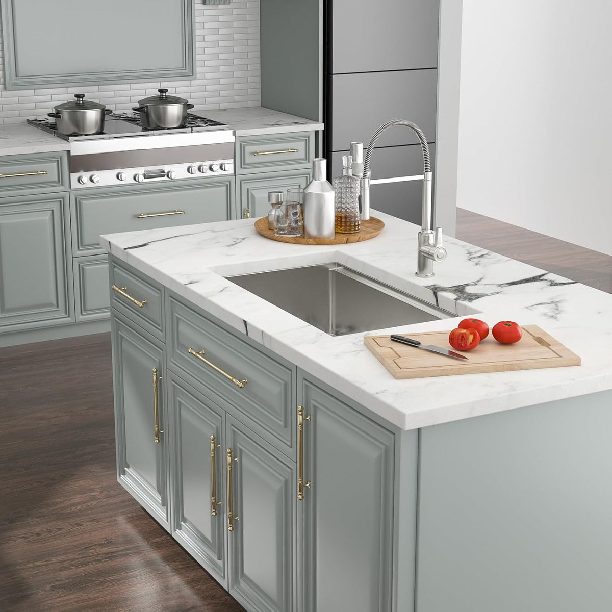 Kichae 30 Kitchen Sink Undermount - 30x18 Undermount Sink Ledge Workstation 16 Gauge Stainless Steel Deep Single Bowl Under Counter Kitchen Sink Handmade Basin Kichae USA