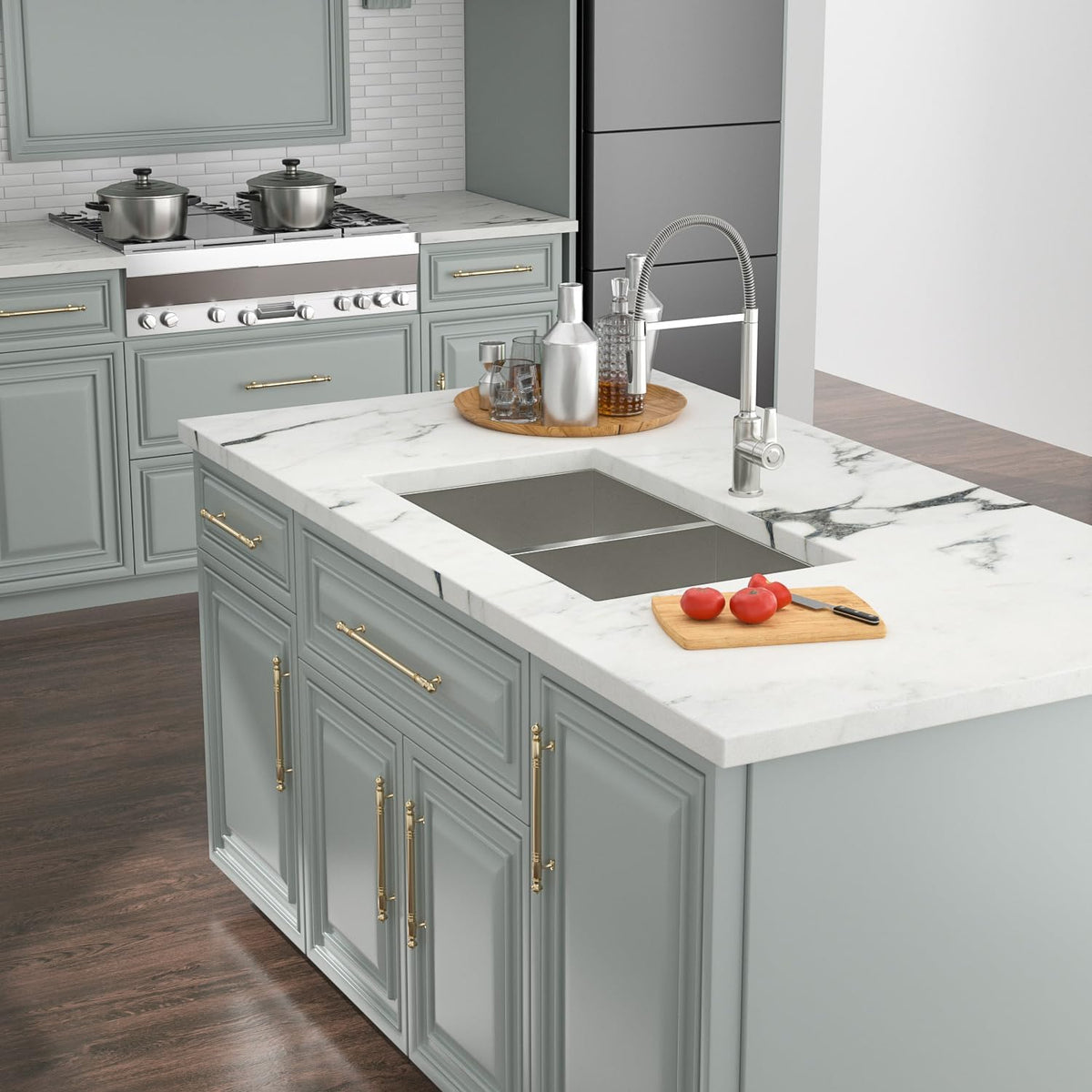 Kichae 33 Inch Undermount Kitchen Sink Double Bowl 50/50 Stainless Steel 18 Gauge Under Counter Kitchen Sink Handmade Basin with Drain Strainer Kichae USA