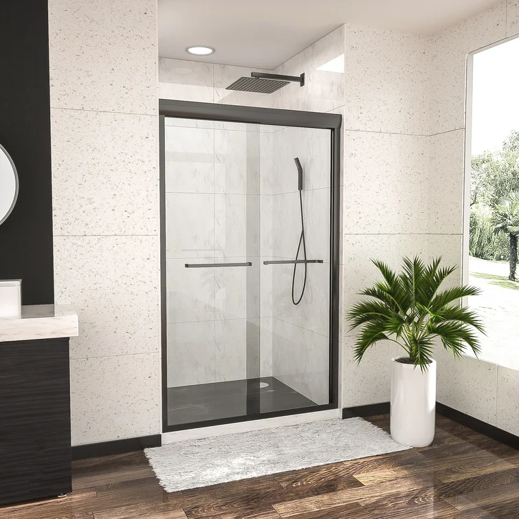 48'' W x 76'' H Semi-Frameless Shower Door And Enclosure Bypass Sliding Kichae USA