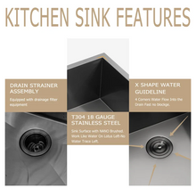 Load image into Gallery viewer, 33&quot; W x 20&quot; D Farmhouse Kitchen Sink Gunmetal Black with Accessories Apron Front
