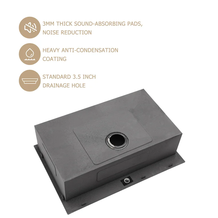 30'' W x 22'' D Topmount Kitchen Sink Gunmetal Black with Bottom Grid Kichae USA