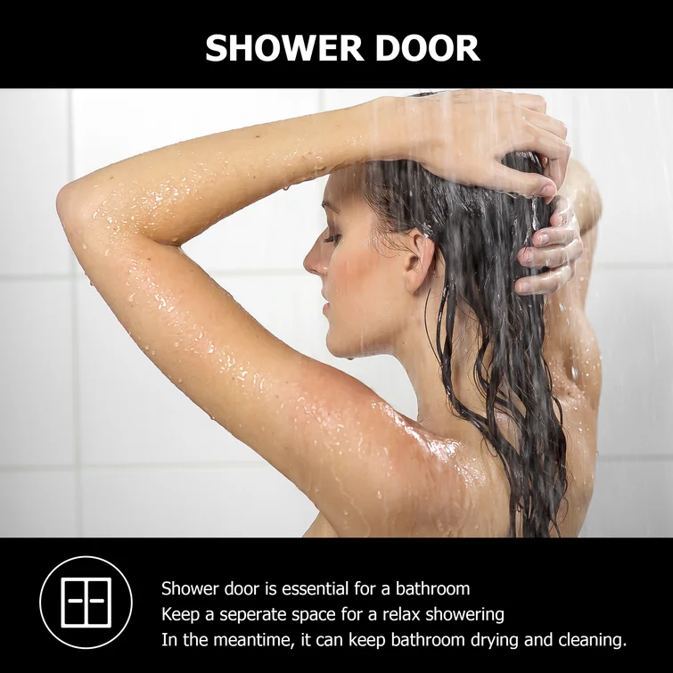 34'' W X 72'' H Frameless Shower Door and Enclosure Single Panel in Matte Black Kichae USA