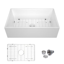 Load image into Gallery viewer, 36&#39;&#39; W x 20&#39;&#39; D Farmhouse Kitchen Sink White Porcelain with Accessories Apron Front
