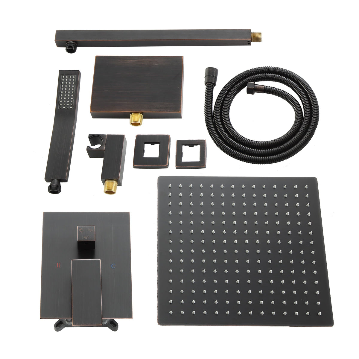 12 Inch Rainfall Square Shower System with Handheld Shower and Linear Faucet Wall Mounted(Valve Included) Kichae USA