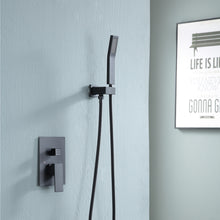Load image into Gallery viewer, 10 Inch Rainfall Square Shower System with Handheld Shower Ceiling Mounted in Matte Black (Valve Included)
