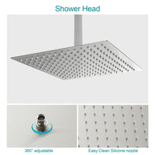 Load image into Gallery viewer, 12 Inch Rainfall Square Shower System Ceiling Mounted in Brushed Nickel/Chrome(Valve Included)
