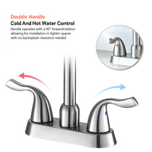 Load image into Gallery viewer, Two Handle Bathroom Sink Faucet with Pop-up Drain and Faucet Supply Lines
