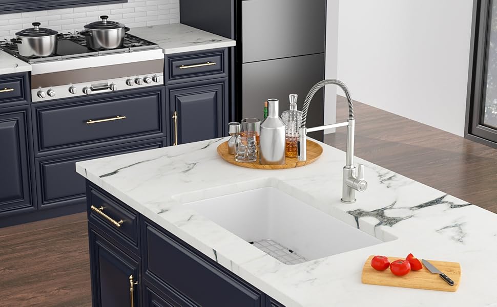 undermount white kitchen sink