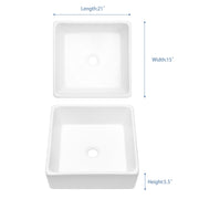 Kichae 15 x 15 Inch Vessel Sink Modern Square Above Counter White Ceramic Bathroom Vessel Vanity Sink Art Basin Kichae USA