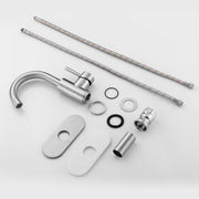 Kichae Two Handle Brushed Nickel Bathroom Lavatory Faucet Complete Set with Pop Up Drain & Supply Hoses Kichae USA