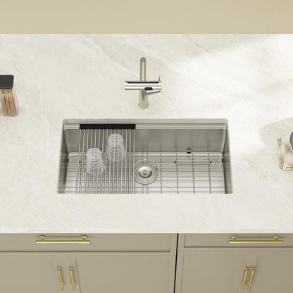 Kichae 27x19 Undermount Workstation Kitchen Sink 304 Stainless Steel Single Bowl All-In-One Prep Sink