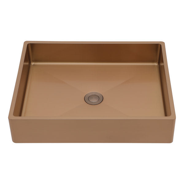 19in L X 15in W Stainless Steel Rectangular Bathroom Sink Above Couter Art Basin with Pop Up Drain-Rose Gold  from Kichae