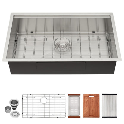 32 Inch Undermount Kitchen Sink Workstation Single Bowl Sink 16 Gauge Stainless Steel Sink with Cutting Board and Colander  from Kichae