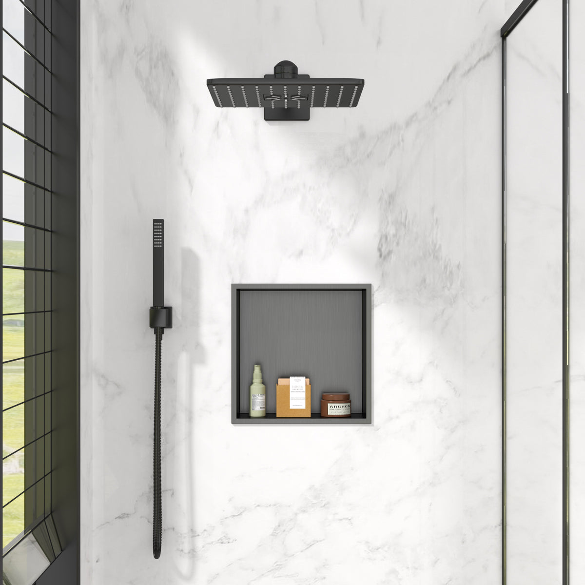 Kichae 12'' x 12'' Stainless Steel Recessed Shower Niche Built In Shower Shelf
