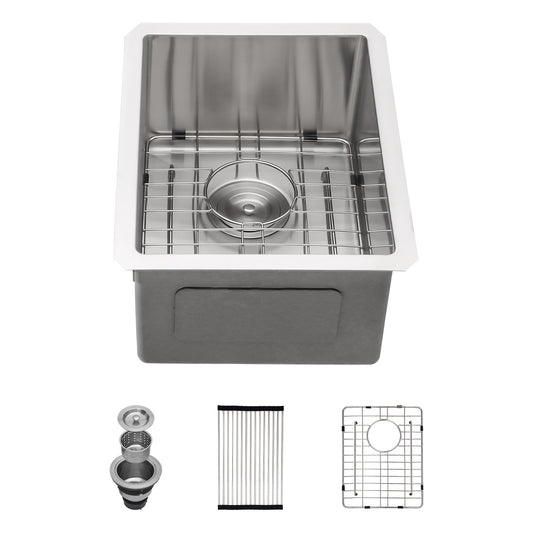 Kichae 14 x 18 Inch Undermount Bar Prep Sink 16 Gauge Stainless Steel  Single Bowl Sink
