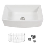 Kichae 33'' x 19'' White Fireclay Farmhouse Kitchen Sink Apron Front Single Bowl Sink Kichae USA
