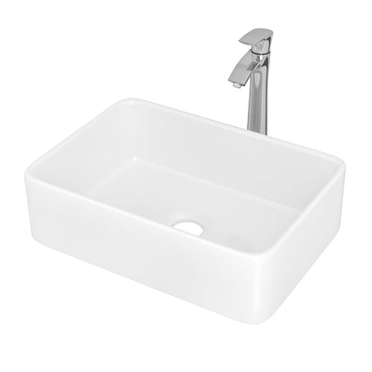 19in W X 14-1/2in D Bathroom Vessel Sink with Sink Faucet Above Counter White Ceramic Modern Classic  from Kichae