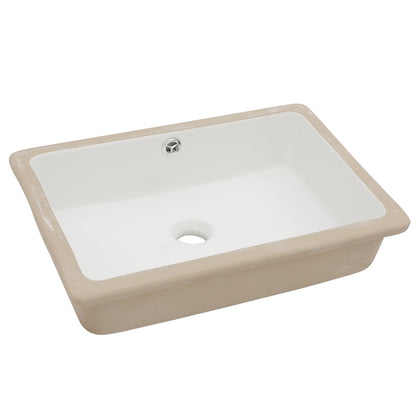 Kichae 18x12.5 Inch Bathroom Vanity Sink Undermount Rectangle White Porcelain Ceramic Bathroom Under Counter Lavatory Vanity Sink Basin with Overflow | Bathroom Sink, Bathroom Vessel Sink, Big Deal | Kichae