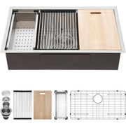 Kichae 32 x 19 Undermount Kitchen Sink 16 Gauge Stainless Steel Workstation Single Bowl Kichae USA