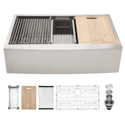 Kichae 33 Inch Farmhouse Apron Front Workstation Sink 16 Gauge Stainless Steel Single Bowl Kitchen Sink Kichae USA