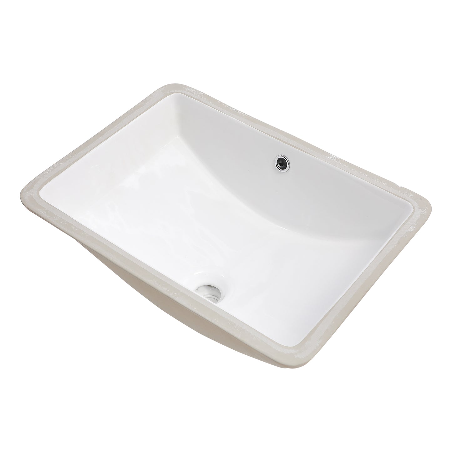 Kichae 21-Inch White Rectangular Undermount Bathroom Sink with Overflow