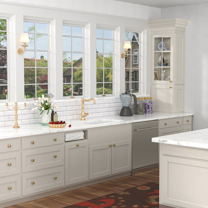 Kichae 32 Inch White Fireclay Dual Mount Kitchen Sink 50/50 Double Bowl Basin