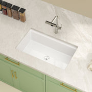 Kichae 33'' x 19'' White Fireclay Undermount Workstation Kitchen Sink Single Bowl Sink with Full Accessories Kichae USA