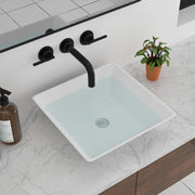 Kichae 16 Inch Bathroom Vessel Sink Square Modern Square Above Counter White Porcelain Ceramic Bathroom Vessel Vanity Sink Art Basin Kichae USA
