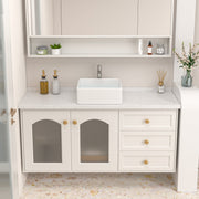 Kichae 15 x 15 Inch Vessel Sink Modern Square Above Counter White Ceramic Bathroom Vessel Vanity Sink Art Basin Kichae USA