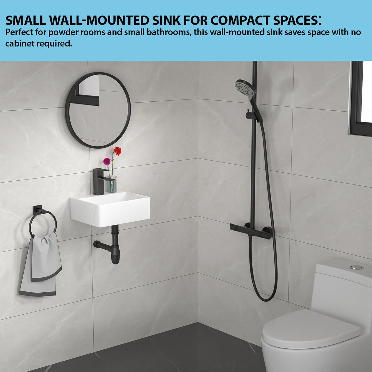 Kichae 13 x 11 Inch Wall Mount White Ceramic Vessel Sink Bathroom Sink with Faucet Hole