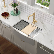Kichae 33 Inch Farmhouse Apron Front Workstation Sink 16 Gauge Stainless Steel Single Bowl Kitchen Sink Kichae USA