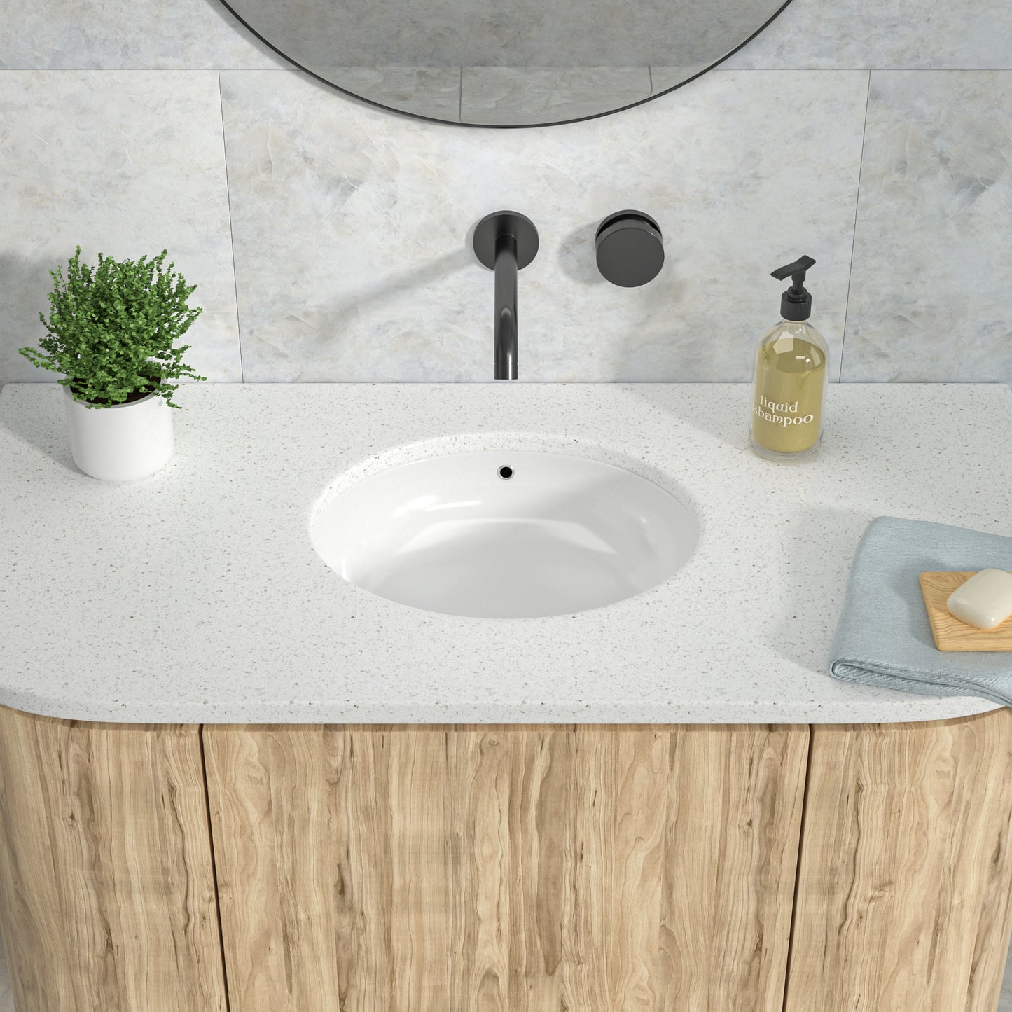 Kichae 19.5in x 16in x 8.3in White Oval Bathroom Sink Undermount Ceramic Lavatory Vanity Sink with Overflow