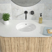 Kichae 19.5'' x 16'' White Oval Bathroom Sink Undermount Ceramic Lavatory Vanity Sink with Overflow Kichae USA