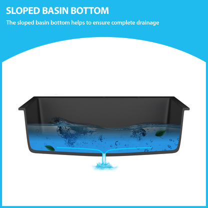 Kichae 33" x 22" Black Quartz Drop-In Single Bowl Kitchen Sink with Full Accessories