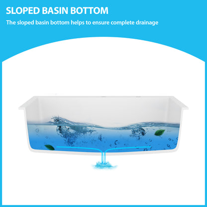 Kichae 33" x 22" White Quartz Drop-In Kitchen Sink, Single Bowl Quartz Kitchen Sink with Accessories