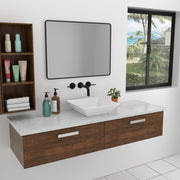 Kichae 16 Inch Bathroom Vessel Sink Square Modern Square Above Counter White Porcelain Ceramic Bathroom Vessel Vanity Sink Art Basin Kichae USA
