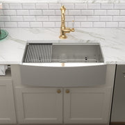 Kichae 33 Inch Farmhouse Apron Front Workstation Sink 16 Gauge Stainless Steel Single Bowl Kitchen Sink Kichae USA