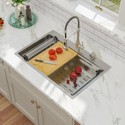 Kichae 33x22 Inch Drop In Patent Double Ledges Design Workstation Sink Kichae USA
