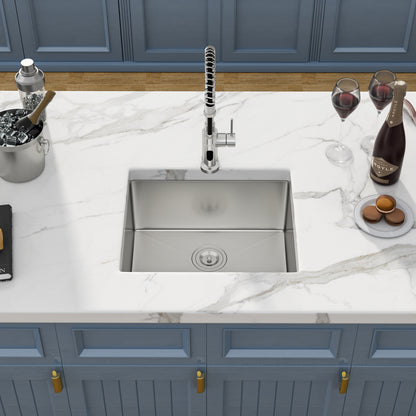 Kichae 21" W x 18" D Undermount Bar Sink 16 Gauge T304 Stainless Steel Deep Single Bowl Utility Sink with Bottom Grid