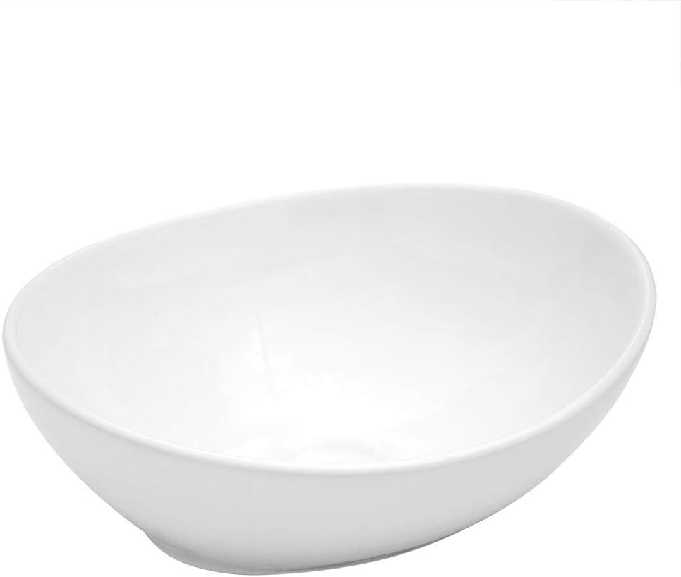 Kichae Oval Vessel Sink - 16in x13in  Modern Bathroom Sink Egg Oval Shape Countertop White Porcelain Ceramic Vessel Vanity Sink Art Basin