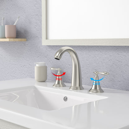 2 Handle Bathroom Sink Faucet with Pop-Up Drain Assembly And Water Hoses