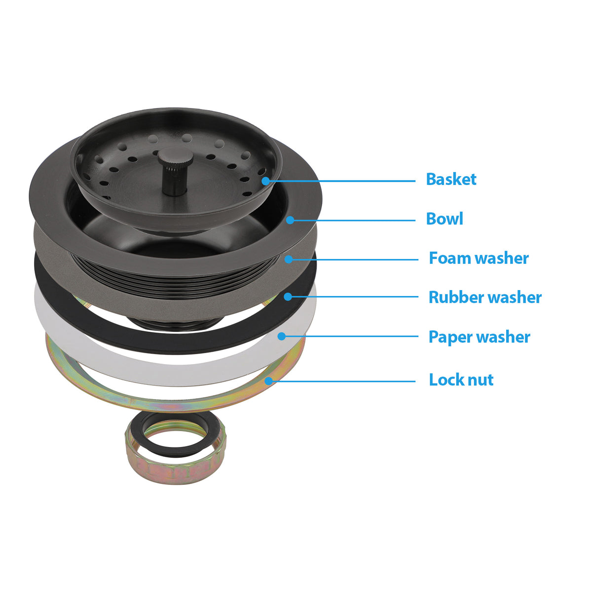 Kichae Kitchen Sink Stainless Steel Drain Strainer Assembly