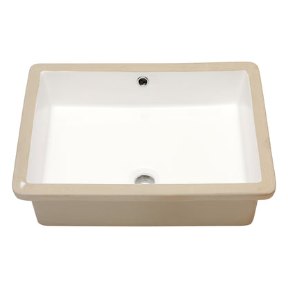 Kichae Undermount Bathroom Sink - 22"x16" Vanity Sink Pure White Rectangular Undermount Vessel Sink Porcelain Ceramic Lavatory Vanity Bathroom Sink