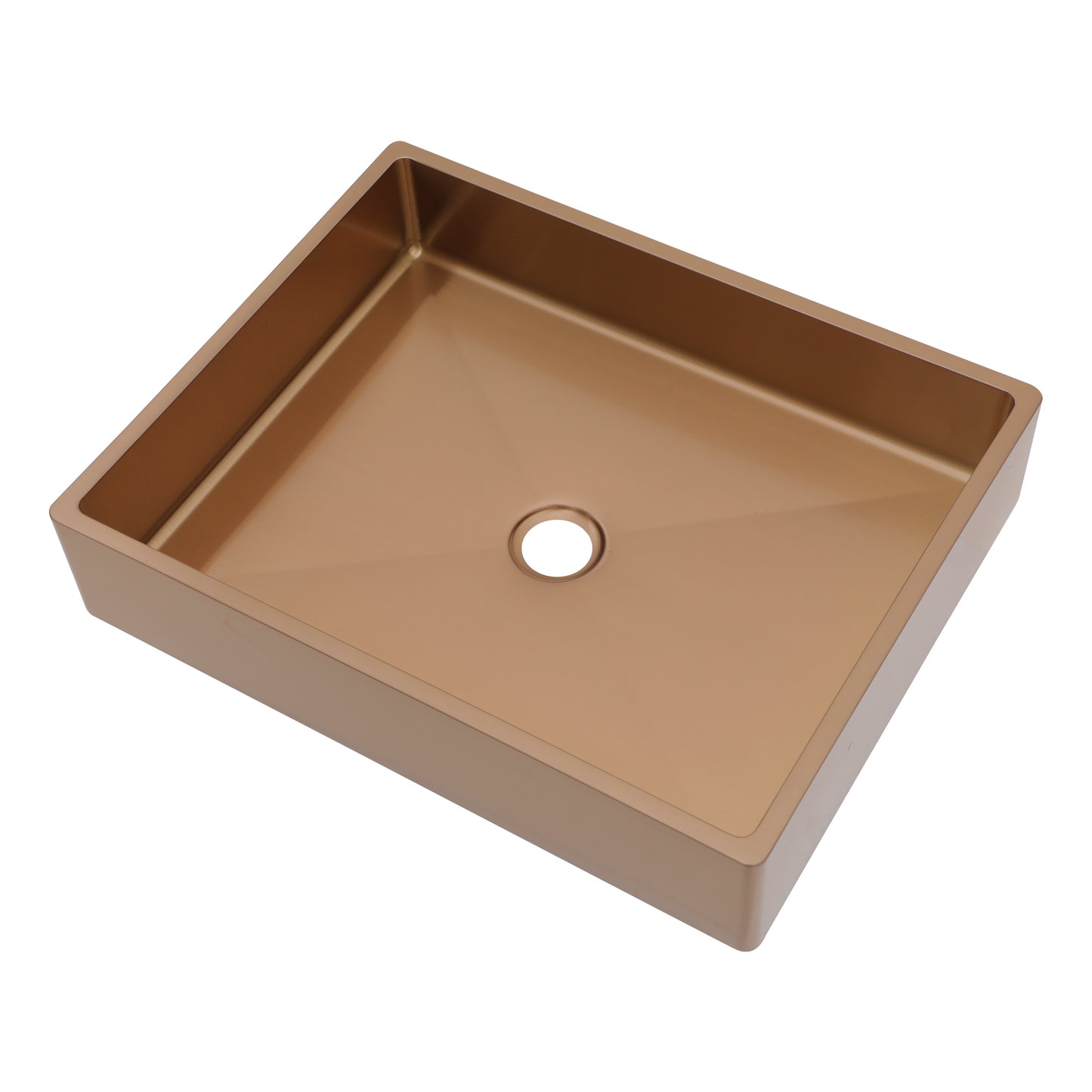 19in L X 15in W Stainless Steel Rectangular Bathroom Sink Above Couter Art Basin with Pop Up Drain-Rose Gold