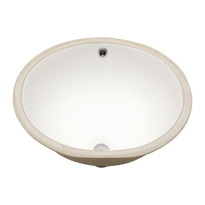 Kichae 19.5in x 16in x 8.3in White Oval Bathroom Sink Undermount Ceramic Lavatory Vanity Sink with Overflow