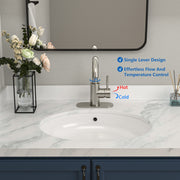 Kichae Two Handle Brushed Nickel Bathroom Lavatory Faucet Complete Set with Pop Up Drain & Supply Hoses Kichae USA