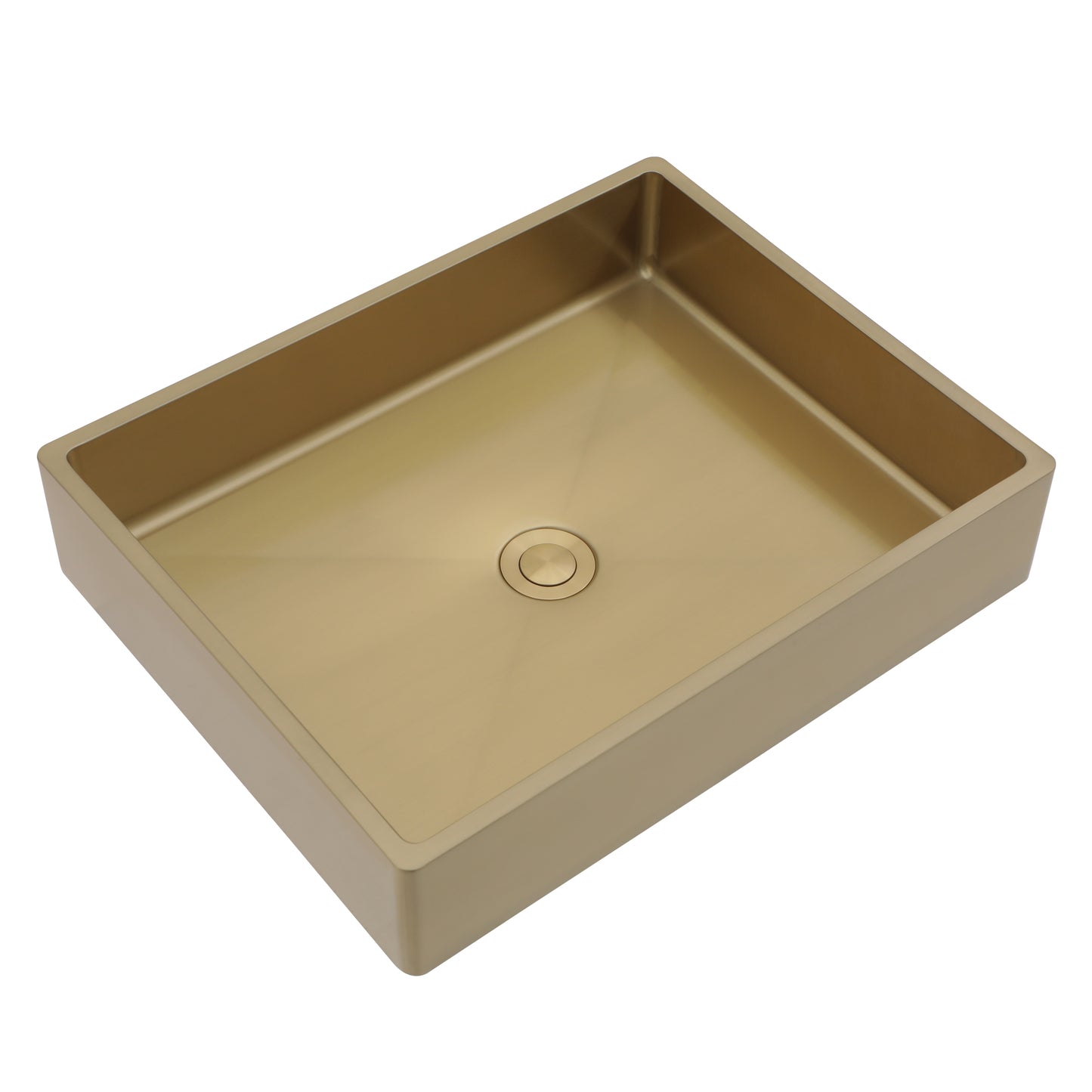 19in L X 15in W Stainless Steel Rectangular Bathroom Sink Above Couter Art Basin with Pop Up Drain-Brushed Gold