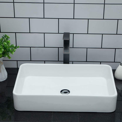 Kichae 24in x16in  Rectangle Bathroom Vessel Sink Porcelain Ceramic White Vanity Sink Above Counter Modern Sink for Cabinet, Lavatory, Hotel Art Basin, Home Washing Basin